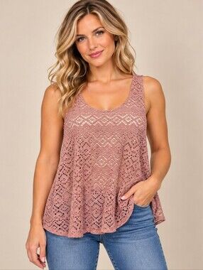 NWT Anthropologie Deletta Tank Medium Bohemian Western Festival FLOWY Lavender